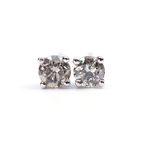 1311 - A PAIR OF DIAMOND STUDS, 0.45 CARATS