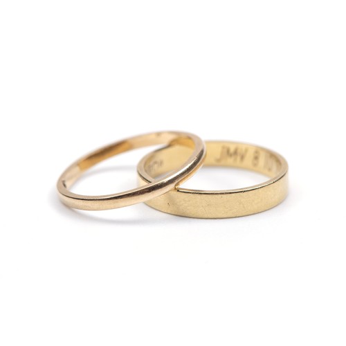 1281 - TWO GOLD WEDDING BANDS