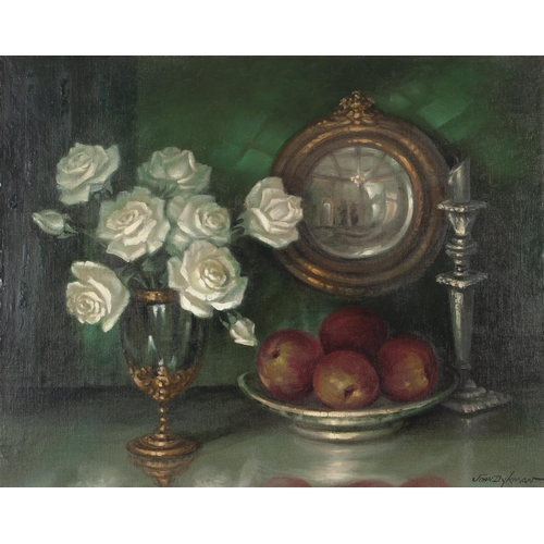 400 - John Frederick Dykman (South African 1897 - 1974) STILL LIFE OF ROSES AND APPLES