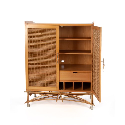 345 - A BAMBOO, CANE AND WICKER CABINET, GEORGE DA HAAST, BALI