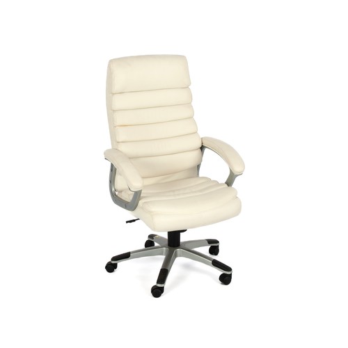 334 - A WHITE LEATHER OFFICE CHAIR