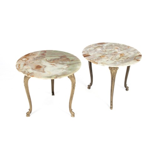 310 - A PAIR OF MARBLE-TOPPED SIDE TABLES