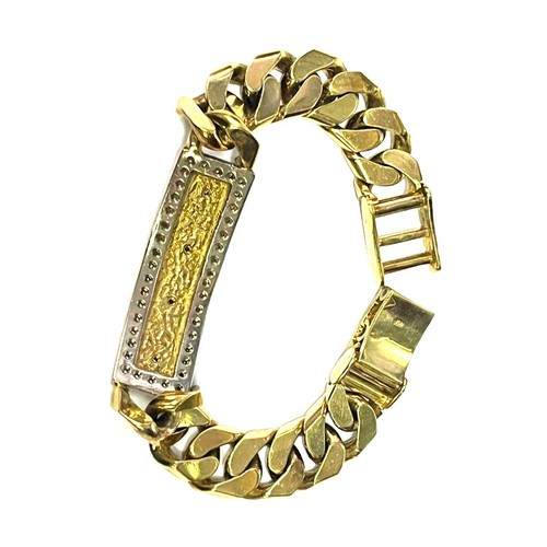 1351 - A GENTLEMANS GOLD AND DIAMOND BRACELET