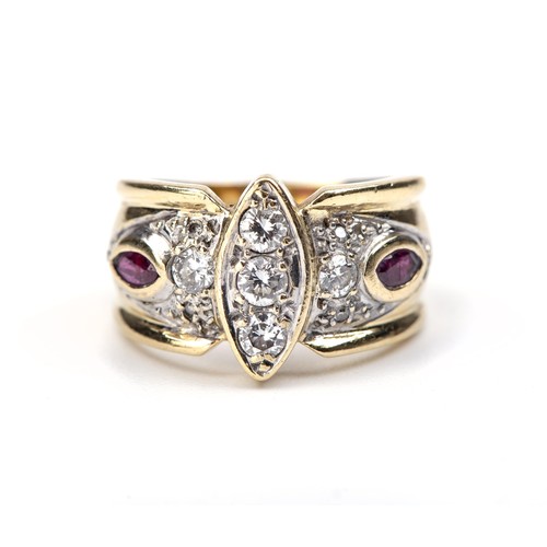 1277 - A DIAMOND AND GEMSTONE DRESS RING