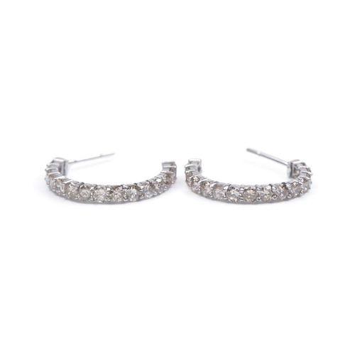 1308 - A PAIR OF DIAMOND HOOP EARRINGS, 1.50 CARATS