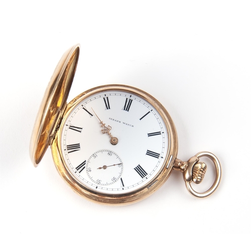 1380 - A 14CT GOLD HUNTER-CASED POCKET WATCH, SERAPH