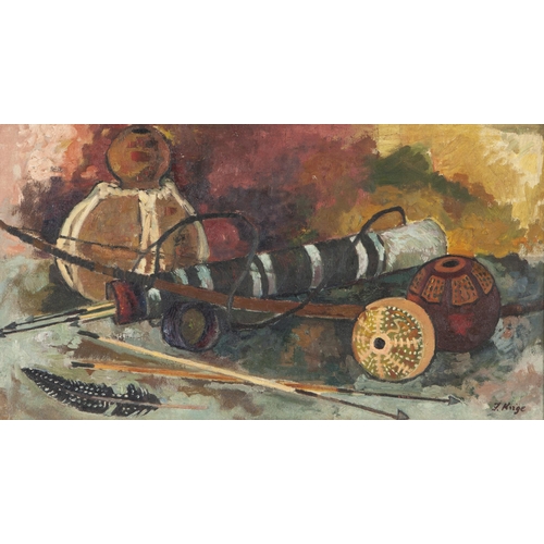 413 - François Krige (South African 1913 - 1994) STILL LIFE WITH BOW AND GOURDS