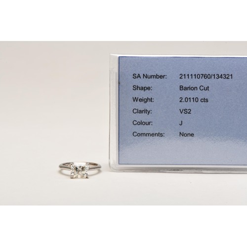 1009 - AN EGL CERTIFIED DIAMOND SOLITAIRE RING, 2.01 CARATS