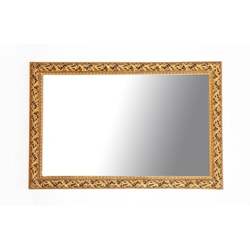 357 - A GILTWOOD BEVILLED WALL MIRROR