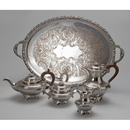 677 - AN ELECTROPLATE FIVE-PIECE TEA AND COFFEE SERVICE, MAPPIN AND WEBB