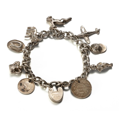 174 - A SILVER CHARM BRACELET