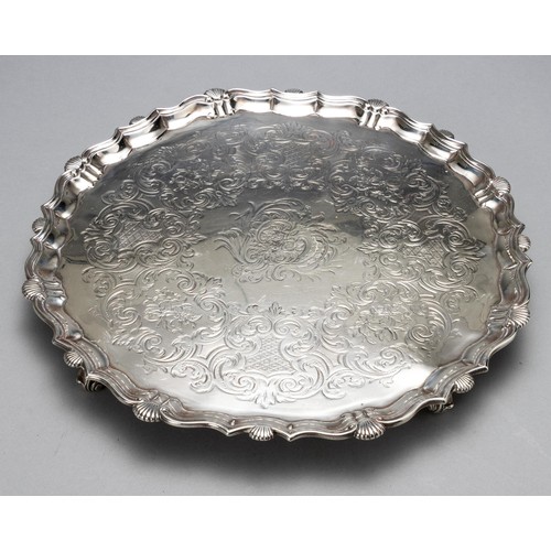 591 - A GEORGE II SILVER SALVER, JOHN TUITE, LONDON, 1740