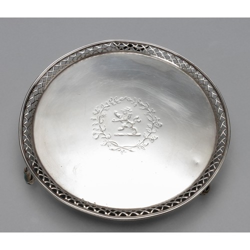 592 - A GEORGE III SILVER SALVER, THOMAS HANNAM AND JOHN CARTER, LONDON, 1766