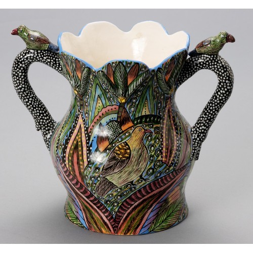 731 - AN ARDMORE BIRD TWO-HANDLED VASE, 1997