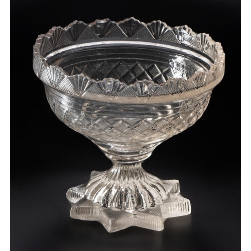 76 - A CUT-GLASS PEDESTAL BOWL