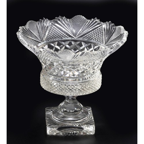 90 - A CUT-GLASS PEDESTAL BOWL