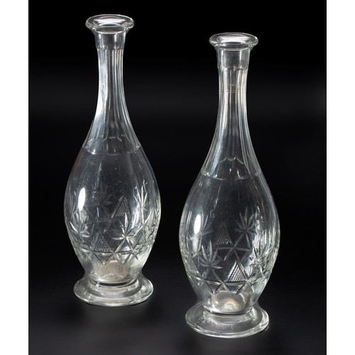 68 - A PAIR OF CUT-GLASS SHERRY DECANTERS