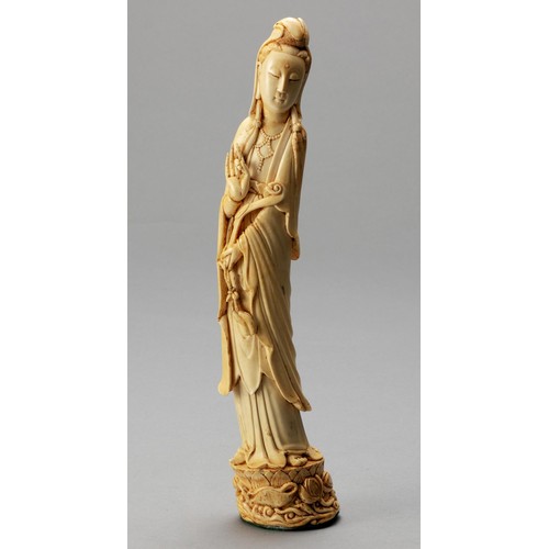 835 - A CHINESE CARVED FIGURE OF GUANYIN