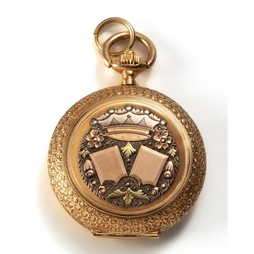 1114 - A LADIES GOLD HUNTER-CASED POCKET WATCH