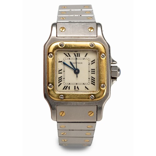 1133 - A TWO-TONE WRISTWATCH, CARTIER SANTOS