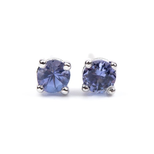 949 - A PAIR OF CERTIFIED TANZANITE STUDS, 0.62 CARATS