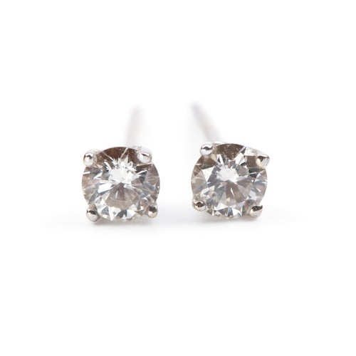 952 - A PAIR OF CERTIFIED DIAMOND STUDS, 0.35 CARATS