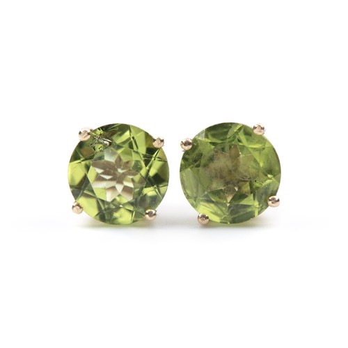 948 - A PAIR OF PERIDOT STUD EARRINGS, 3.80 CARATS