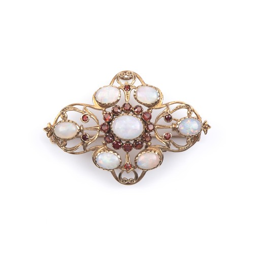 891 - AN OPAL AND GARNET BROOCH