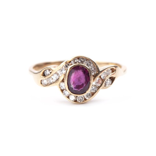 1032 - A RUBY AND DIAMOND DRESS RING