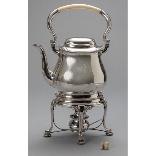 665 - A GERMAN SILVER KETTLE-ON-STAND