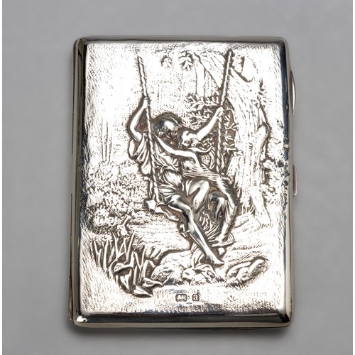 618 - A VICTORIAN SILVER CARD CASE, HENRY MATTHEWS, BIRMINGHAM, 1900