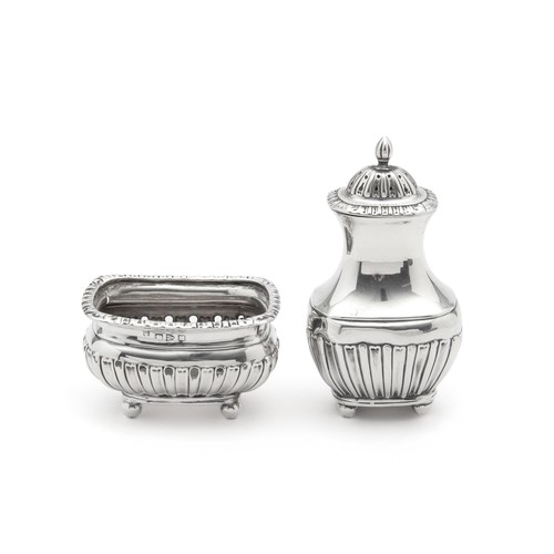 127 - A VICTORIAN SILVER SALT AND PEPPERETTE, JAMES DEAKIN AND SONS, CHESTER, 1895