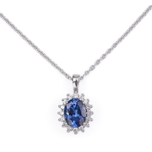 915 - A TANZANITE AND DIAMOND PENDANT