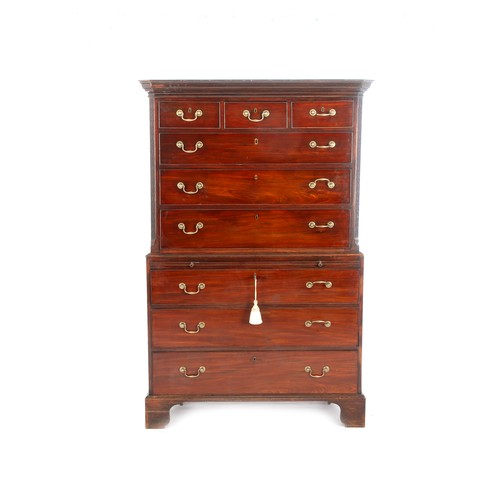 262 - A GEORGE III STYLE MAHOGANY CHEST-ON-CHEST, 20TH CENTURY