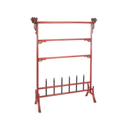 332 - A JAPANESE RED LACQUER KIMONO STAND