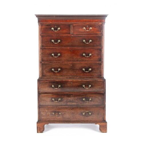 261 - A GEORGE III STYLE MAHOGANY CHEST-ON-CHEST, 20TH CENTURY