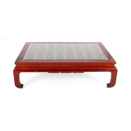 343 - A CHINESE HARDWOOD COFFEE TABLE, MODERN