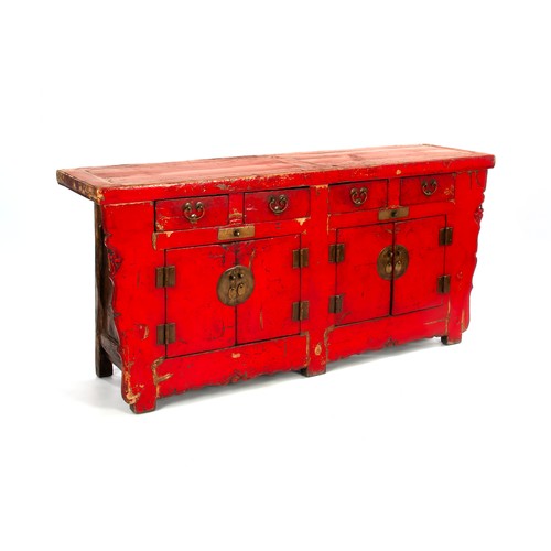 333 - A CHINESE RED LACQUERED STORAGE CABINET