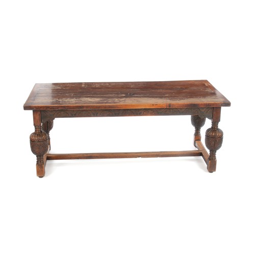 302 - AN OAK REFECTORY TABLE, 19TH CENTURY