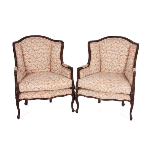 325 - A PAIR OF FRENCH-STYLE MAHOGANY BERGERES