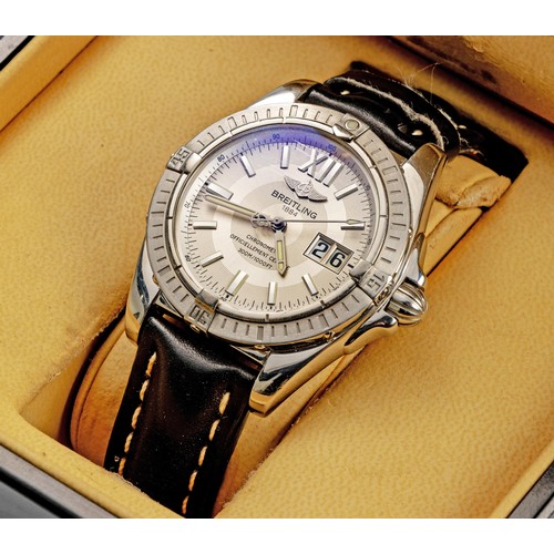 1128 - A GENTLEMAN'S STAINLESS STEEL WRISTWATCH, BREITLING COCKPIT