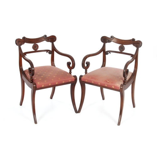 263 - A PAIR OF REGENCY-STYLE MAHOGANY ARMCHAIRS, MODERN