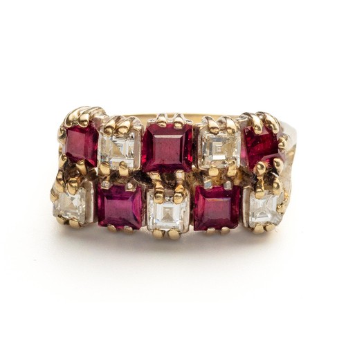 1035 - A RUBY AND DIAMOND DRESS RING