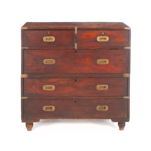 304 - A MAHOGANY MILITARY CHEST, 20TH CENTURY