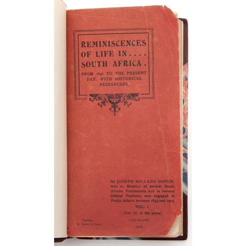 30 - REMINISCENCES OF LIFE IN SOUTH AFRICA by Joseph Millerd Orpen