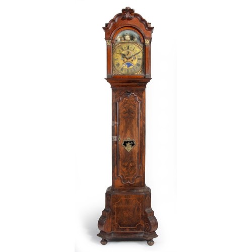 1181 - A DUTCH MAHOGANY AND INLAID LONGCASE CLOCK, HENDRIK KUNST, BEVERWYK