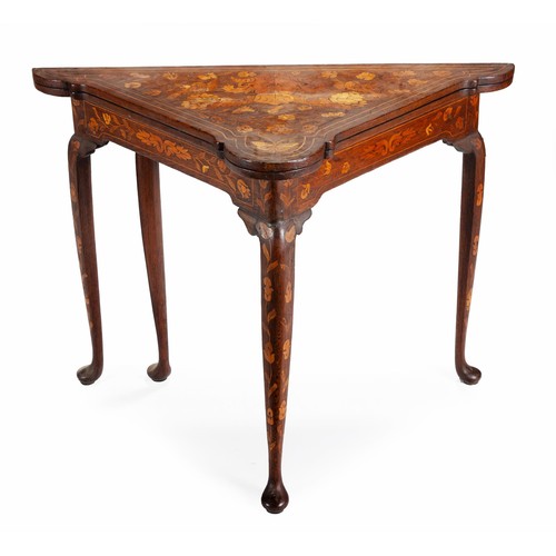 315 - A DUTCH MARQUETRY GATE LEG CARD TABLE, 19TH CENTURY