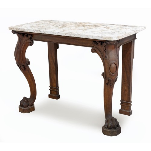 297 - A MAHOGANY CONSOLE TABLE, 19TH CENTURY