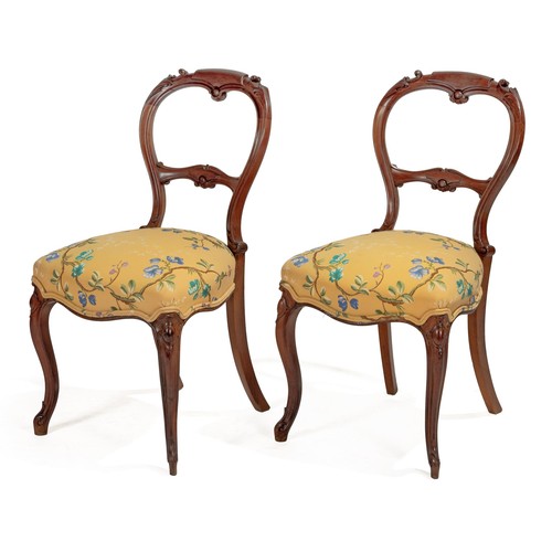 305 - A PAIR OF VICTORIAN WALNUT PARLOUR CHAIRS