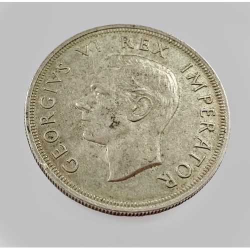 1163 - A SOUTH AFRICAN SILVER FIVE SHILLING COIN, 1947